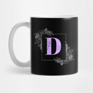Purple Floral Butterfly Custom Monogram - Letter D Mug